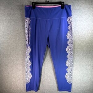 Lilly Pulitzer Luxletic Weekender Leggings Womens 2XL Corsica Blue Lace Print